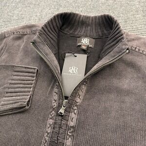 Rock Republic R&R Full Zip Rib Knit Jacket Mens XL Distressed Gray Mock Neck NWT